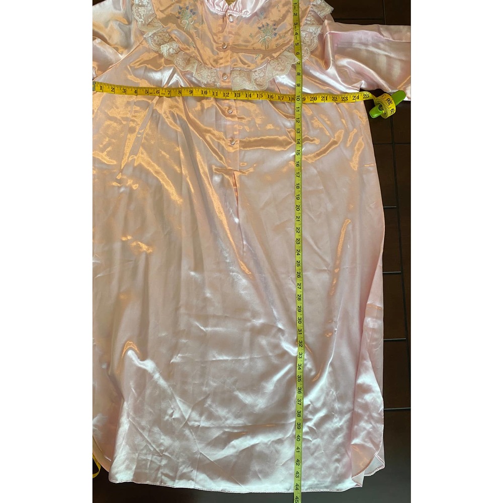 VTG Heather Lane Satin Lace Bib Nightgown LG - Picture 5 of 5